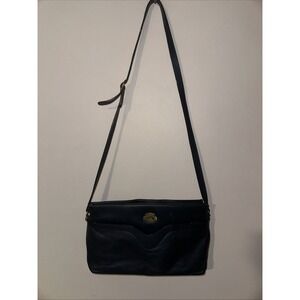 Etienne‎ Aigner Navy Shoulder Bag Adjustable Strap Gold Hardware Classic Style